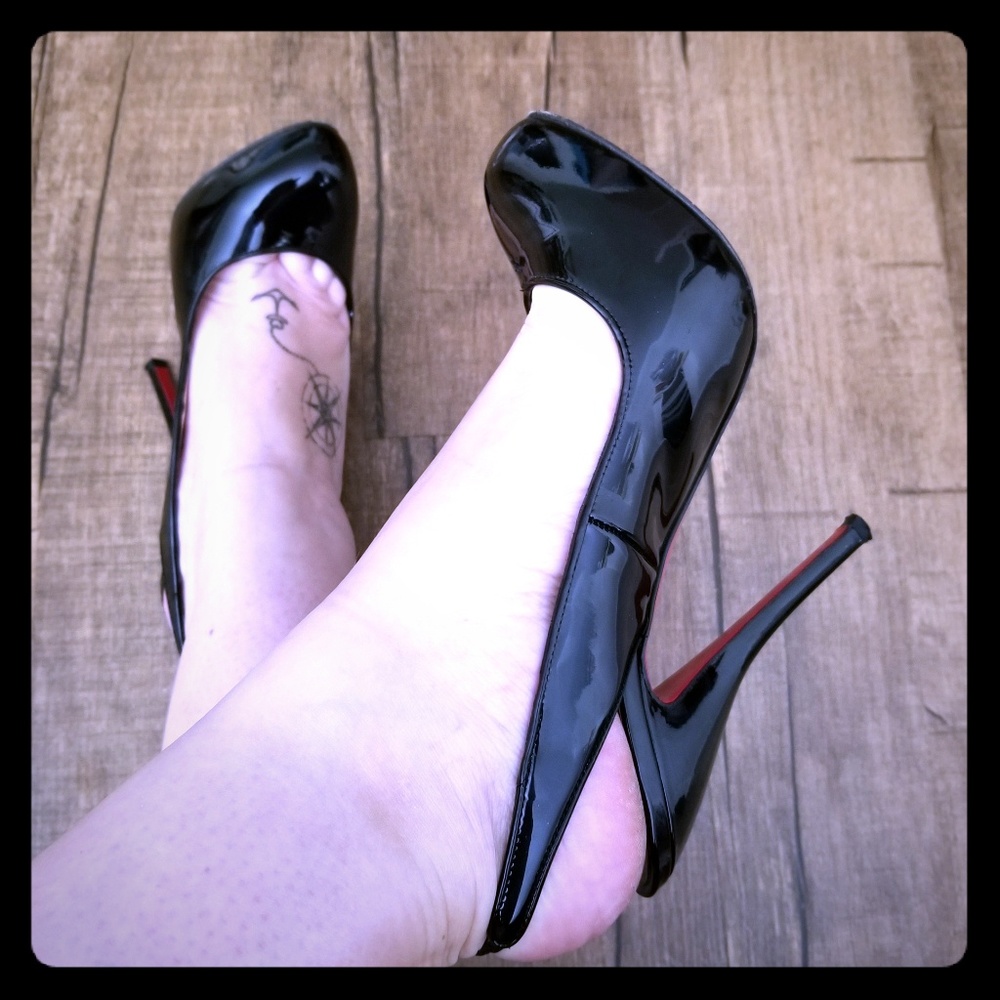 Christian Louboutin Black Patent Slingback Pumps